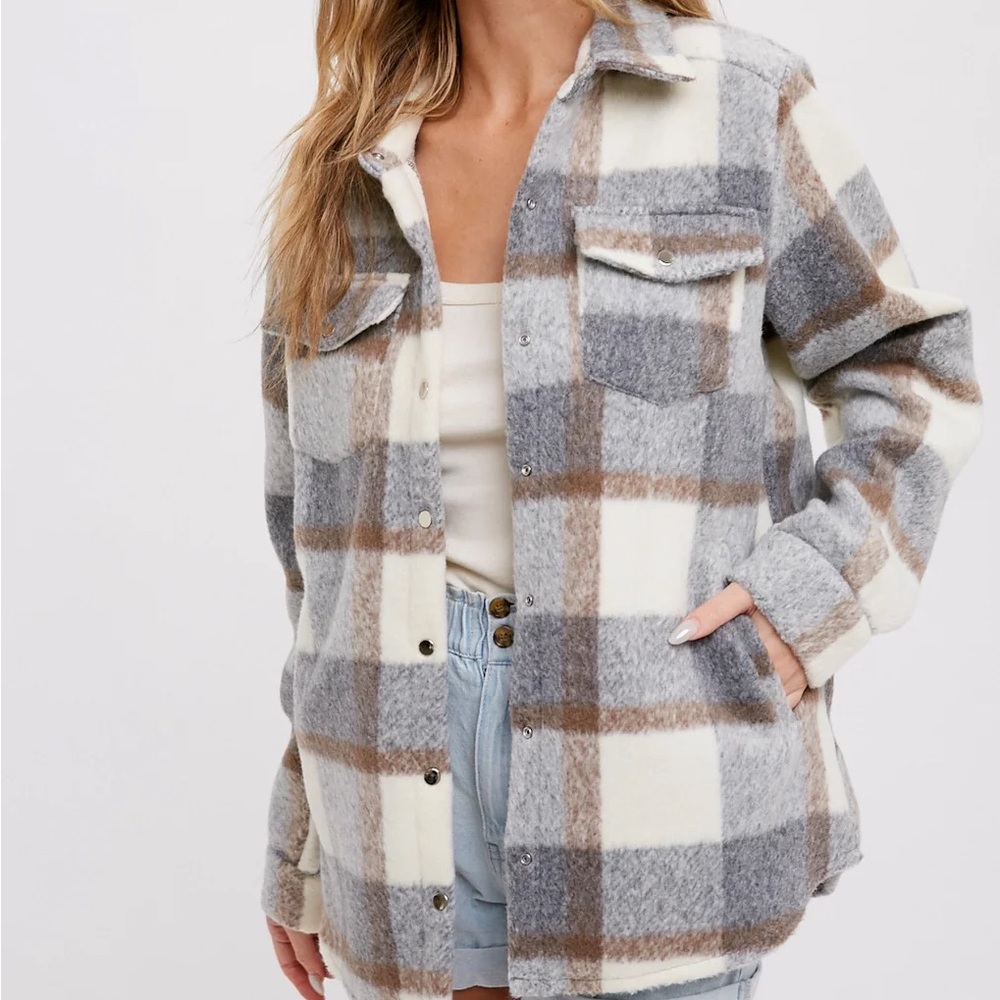 C’est Moi Plaid Oversized Shacket one size